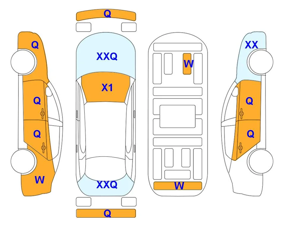 Схема кузова с отметками аукциона Lotte Auto Auction
