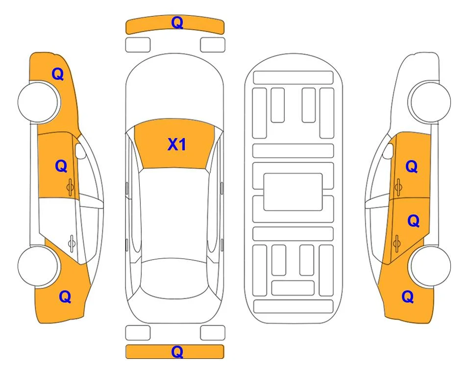 Схема кузова с отметками аукциона Lotte Auto Auction
