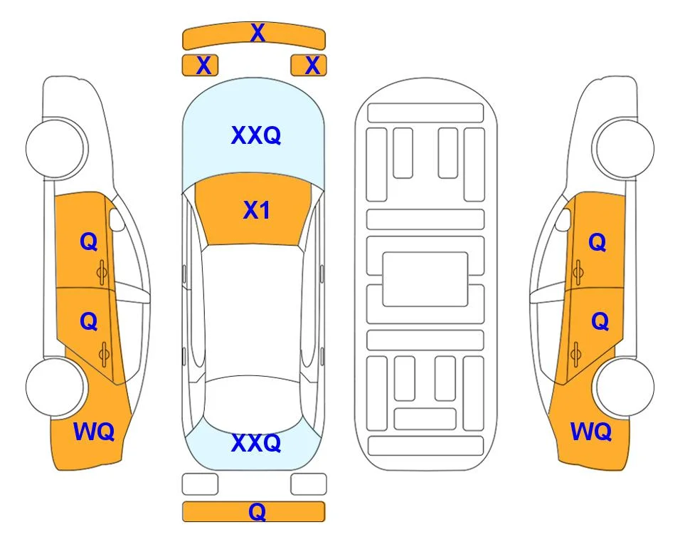 Body diagram with the marks of Lotte Auto Auction