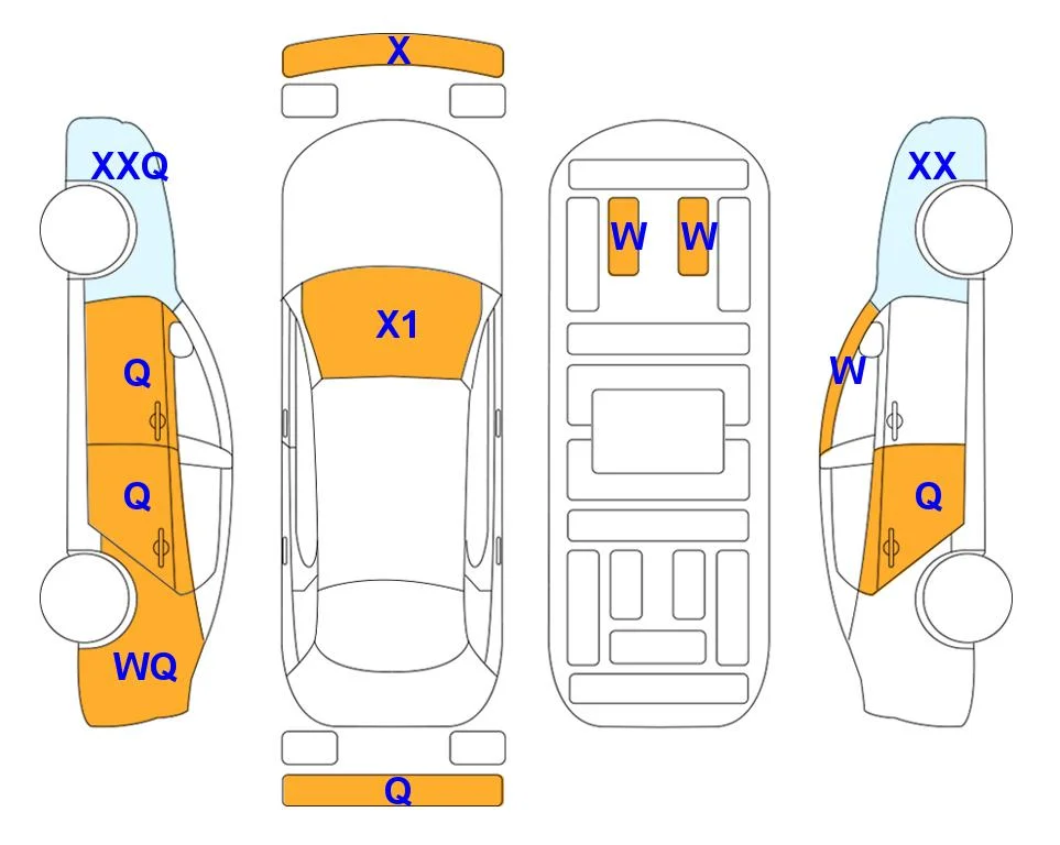 Body diagram with the marks of Lotte Auto Auction