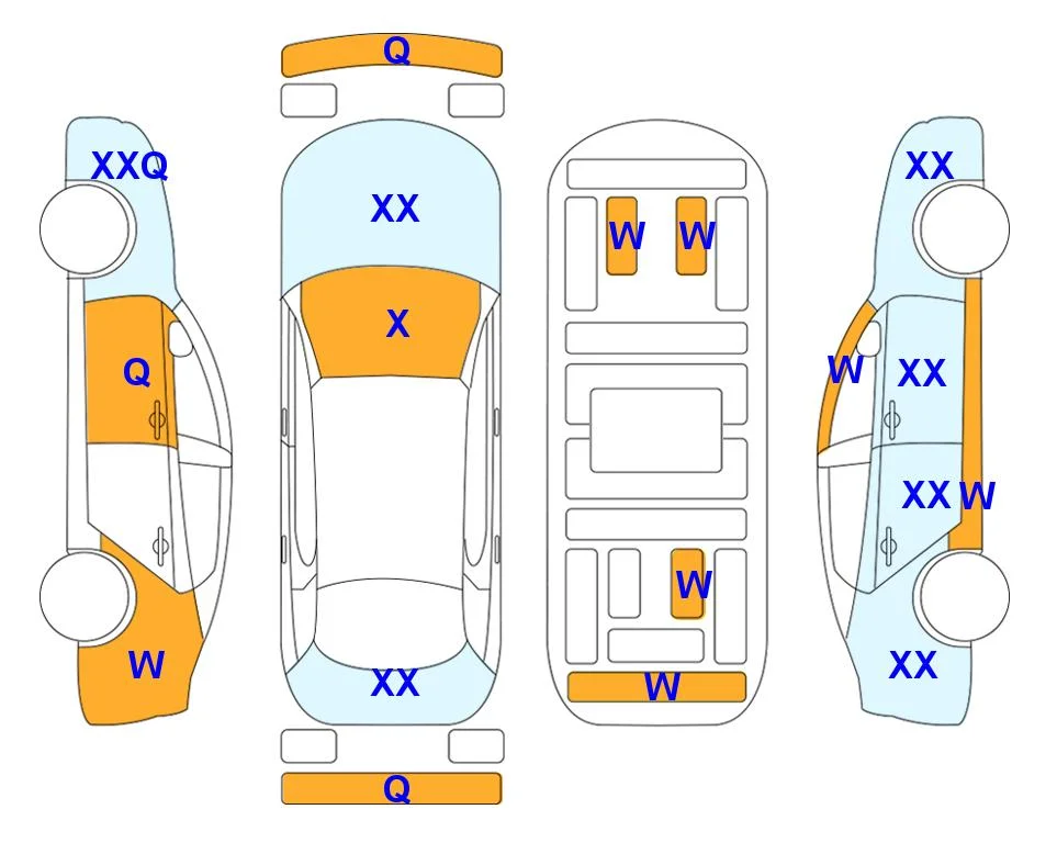 Схема кузова с отметками аукциона Lotte Auto Auction