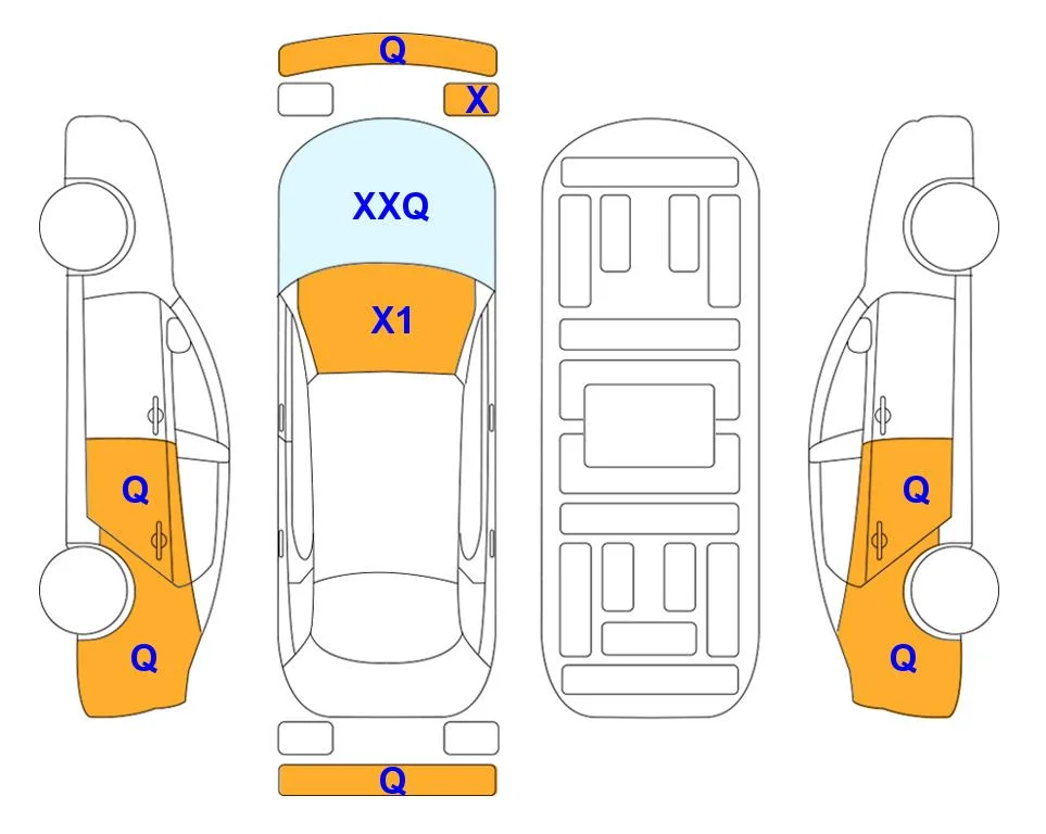 Схема кузова с отметками аукциона Lotte Auto Auction