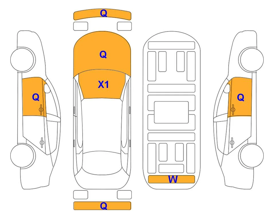 Схема кузова с отметками аукциона Lotte Auto Auction