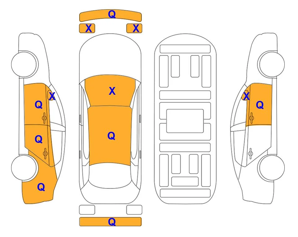 Схема кузова с отметками аукциона Lotte Auto Auction