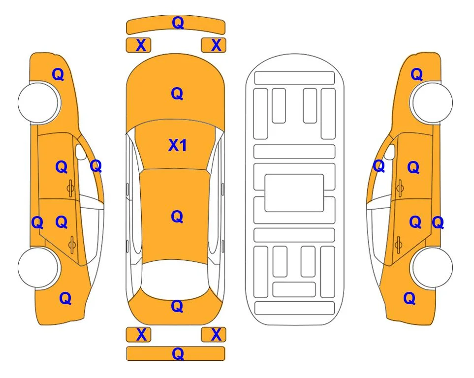 Схема кузова с отметками аукциона Lotte Auto Auction