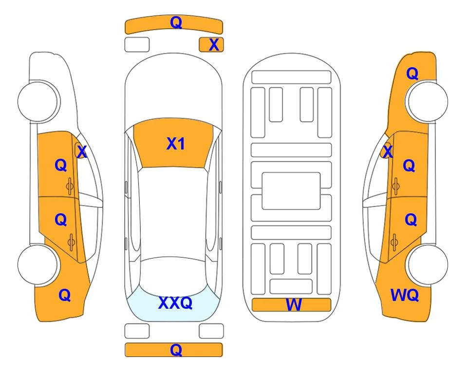 Схема кузова с отметками аукциона Lotte Auto Auction