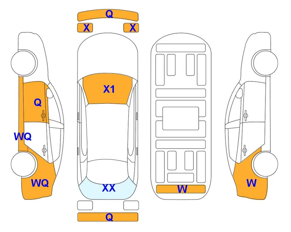 Body diagram with the marks of Lotte Auto Auction