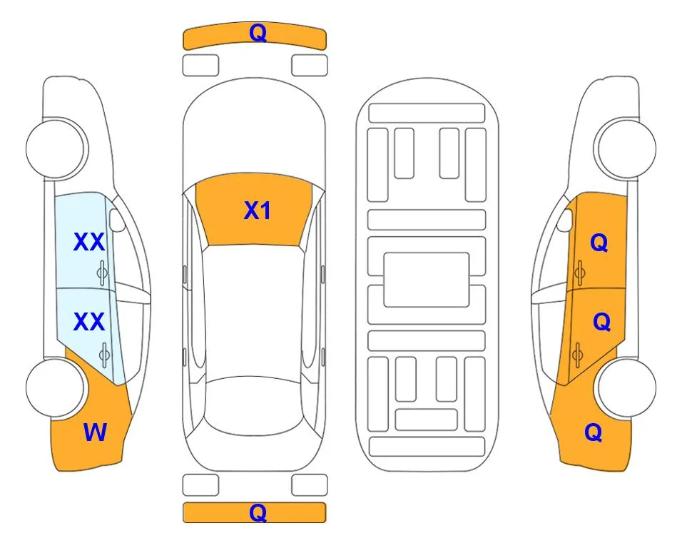 Схема кузова с отметками аукциона Lotte Auto Auction