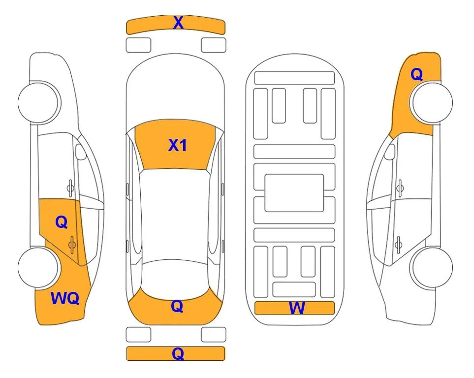 Body diagram with the marks of Lotte Auto Auction