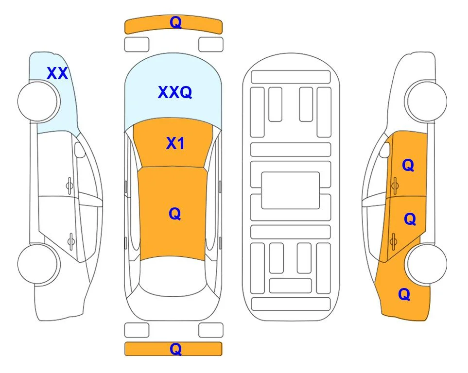 Body diagram with the marks of Lotte Auto Auction