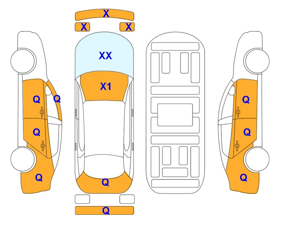 Body diagram with the marks of Lotte Auto Auction