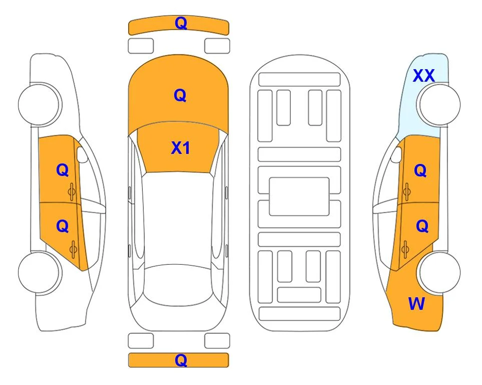 Body diagram with the marks of Lotte Auto Auction