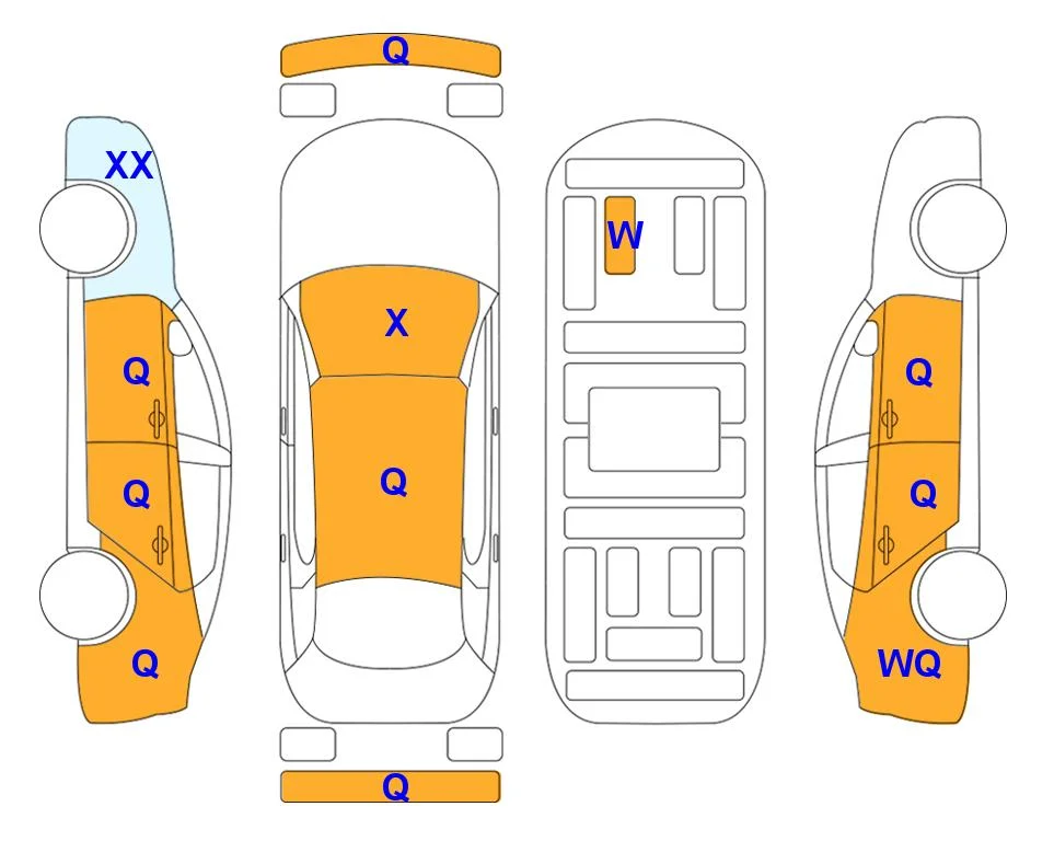 Схема кузова с отметками аукциона Lotte Auto Auction