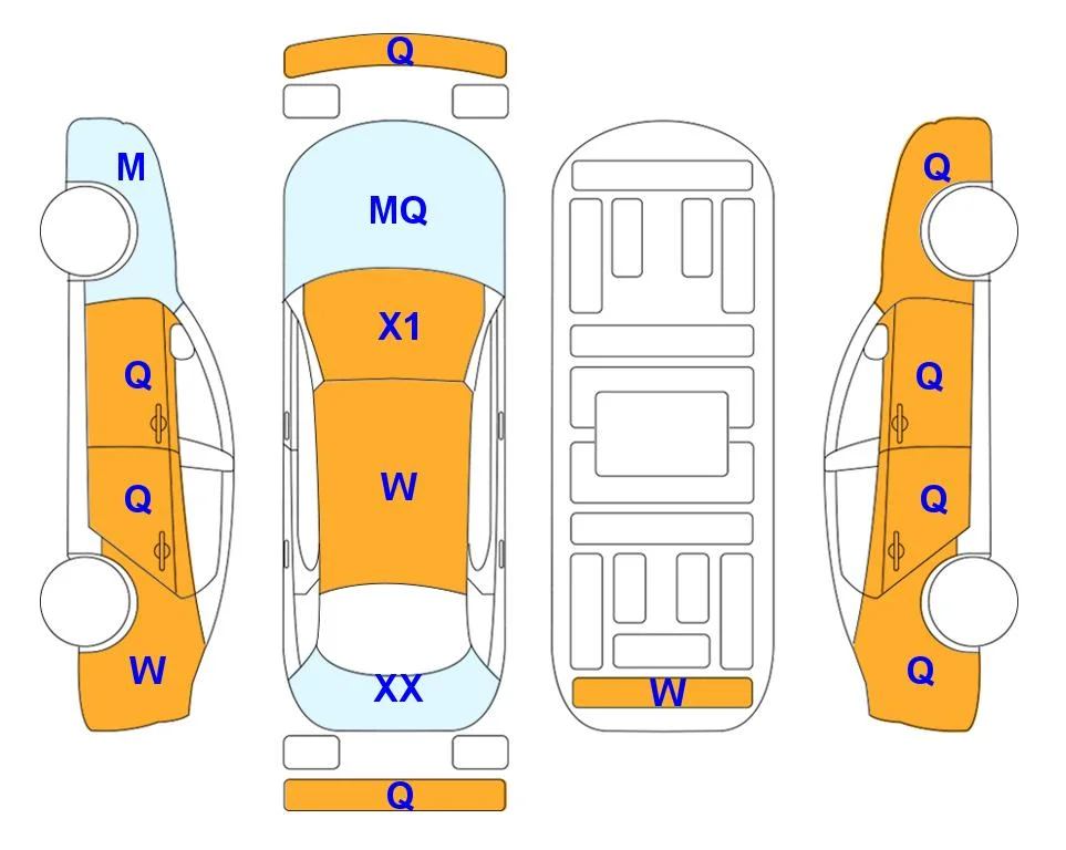 Схема кузова с отметками аукциона Lotte Auto Auction