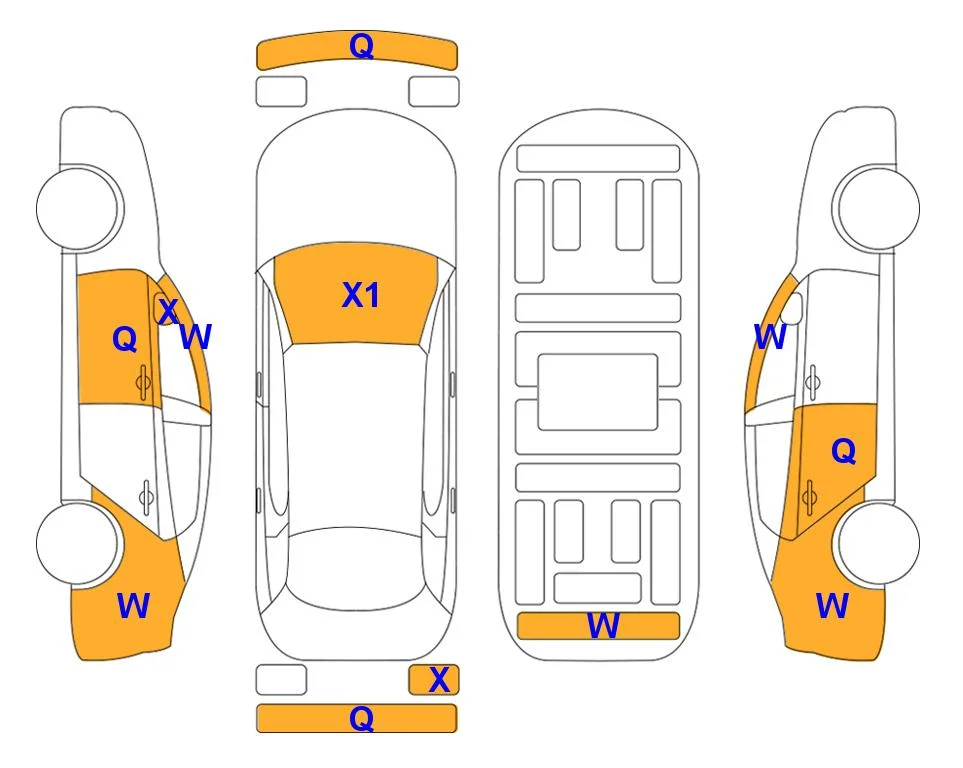Body diagram with the marks of Lotte Auto Auction