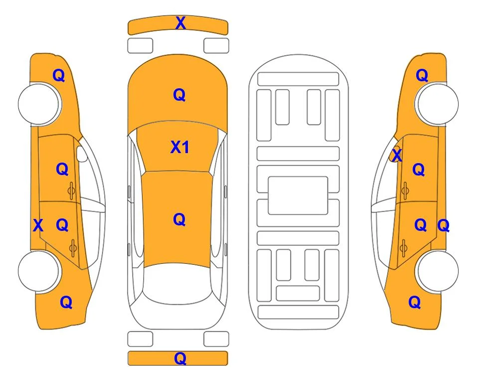 Body diagram with the marks of Lotte Auto Auction