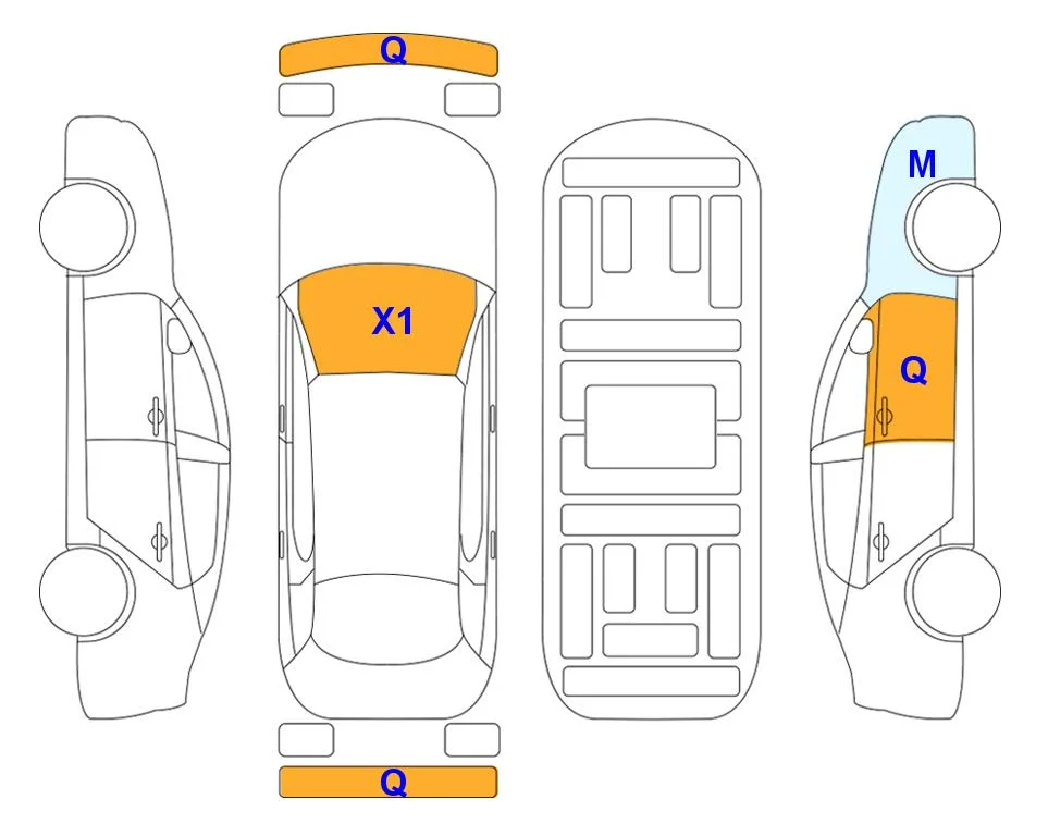 Схема кузова с отметками аукциона Lotte Auto Auction