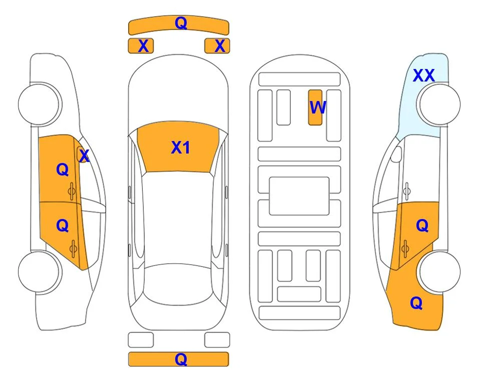 Схема кузова с отметками аукциона Lotte Auto Auction