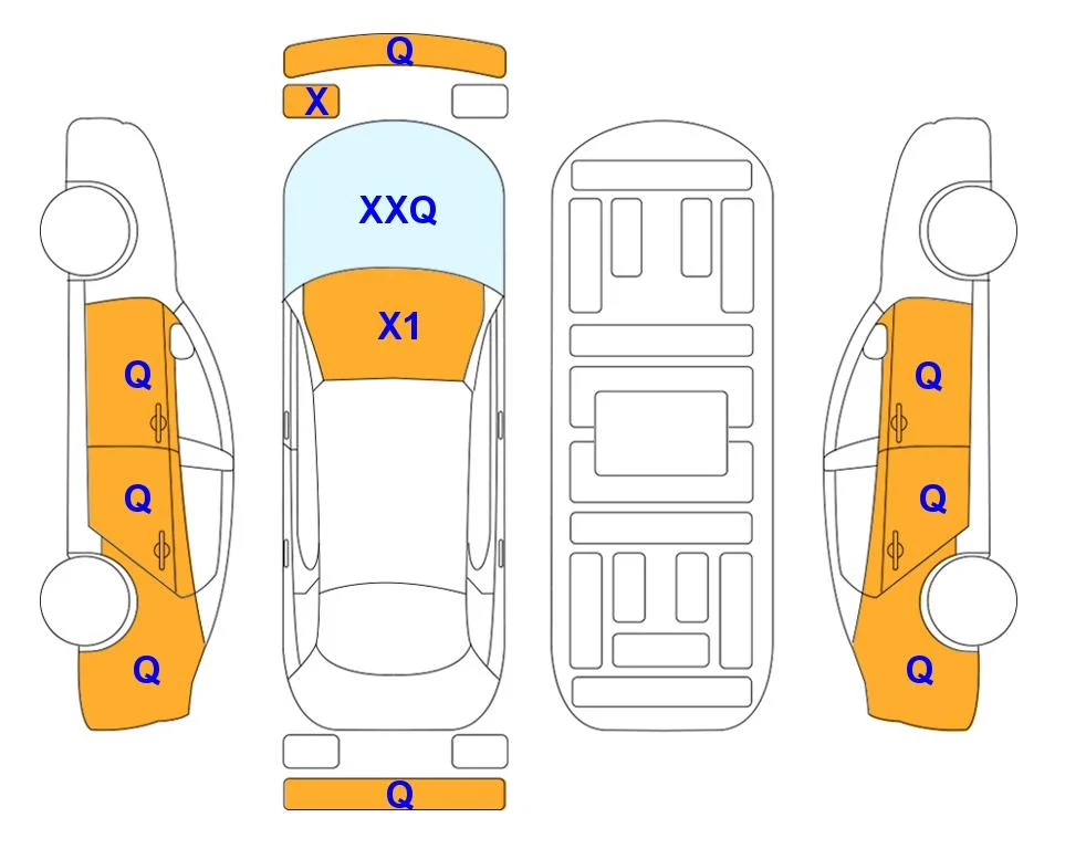 Body diagram with the marks of Lotte Auto Auction
