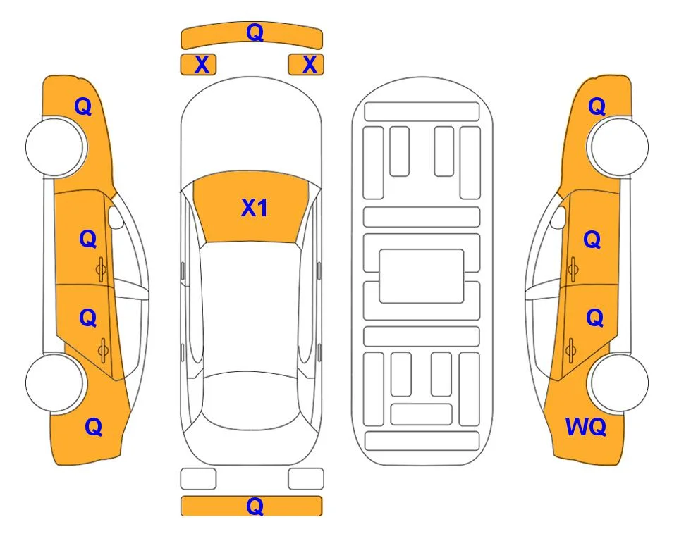 Схема кузова с отметками аукциона Lotte Auto Auction