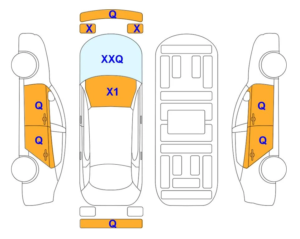 Body diagram with the marks of Lotte Auto Auction