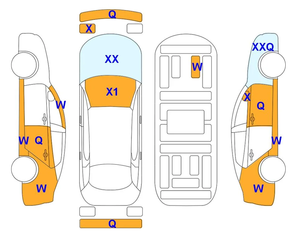 Схема кузова с отметками аукциона Lotte Auto Auction