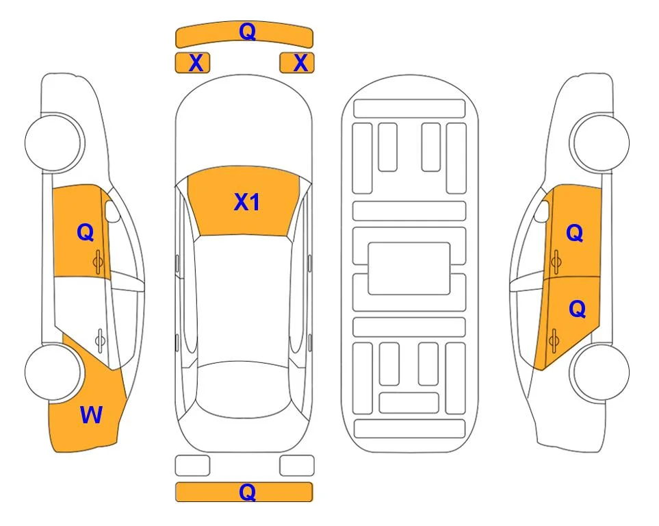 Схема кузова с отметками аукциона Lotte Auto Auction
