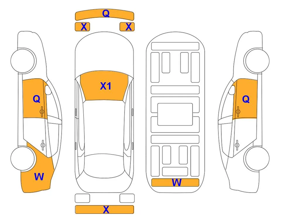 Схема кузова с отметками аукциона Lotte Auto Auction
