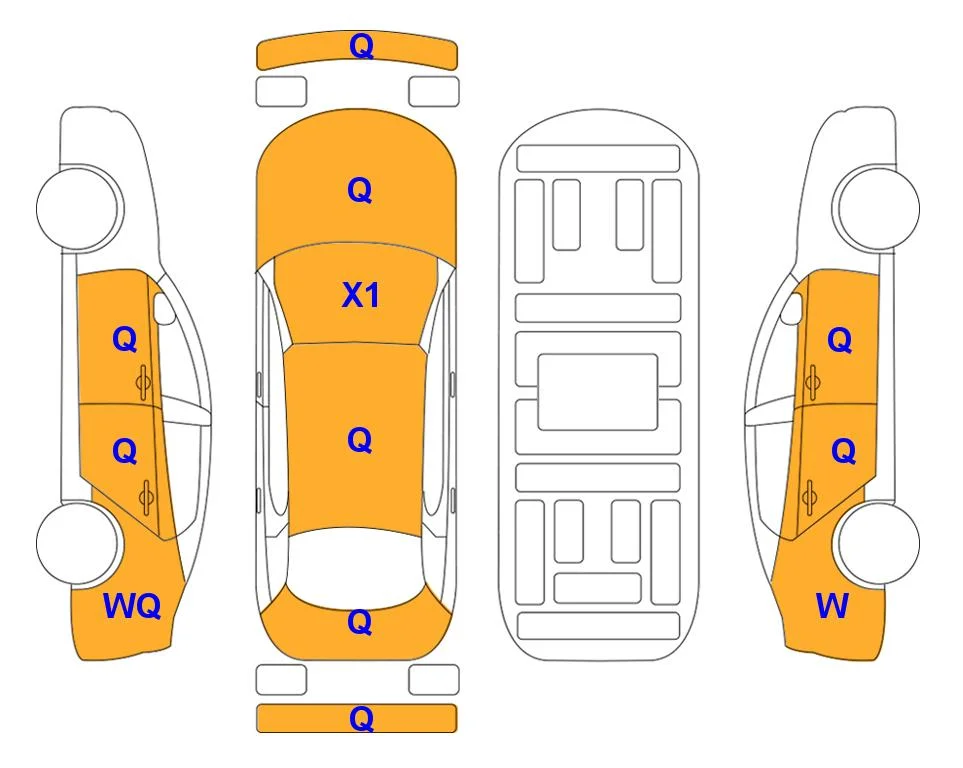 Схема кузова с отметками аукциона Lotte Auto Auction