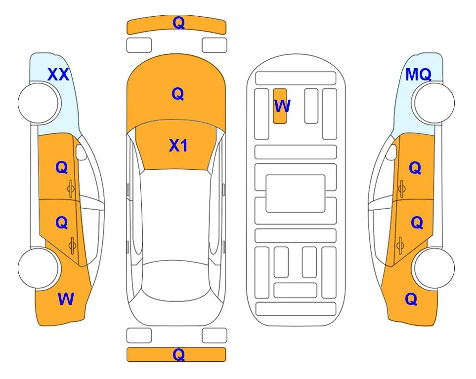 Body diagram with the marks of Lotte Auto Auction