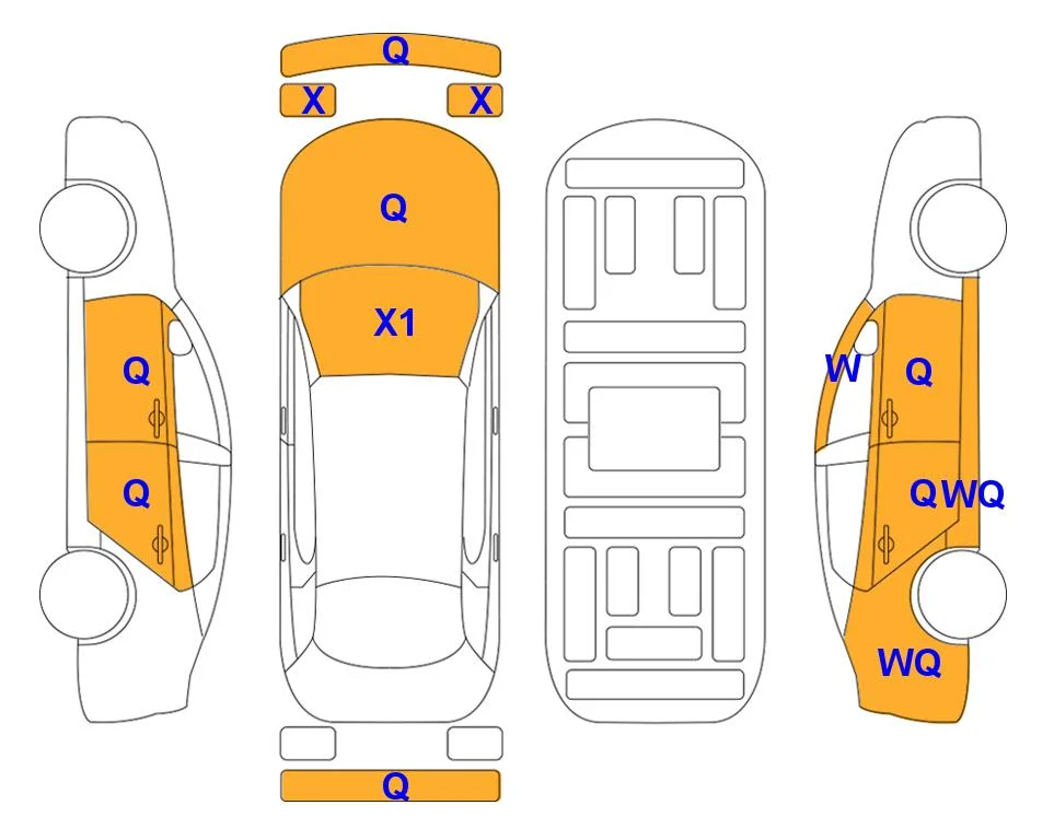 Схема кузова с отметками аукциона Lotte Auto Auction