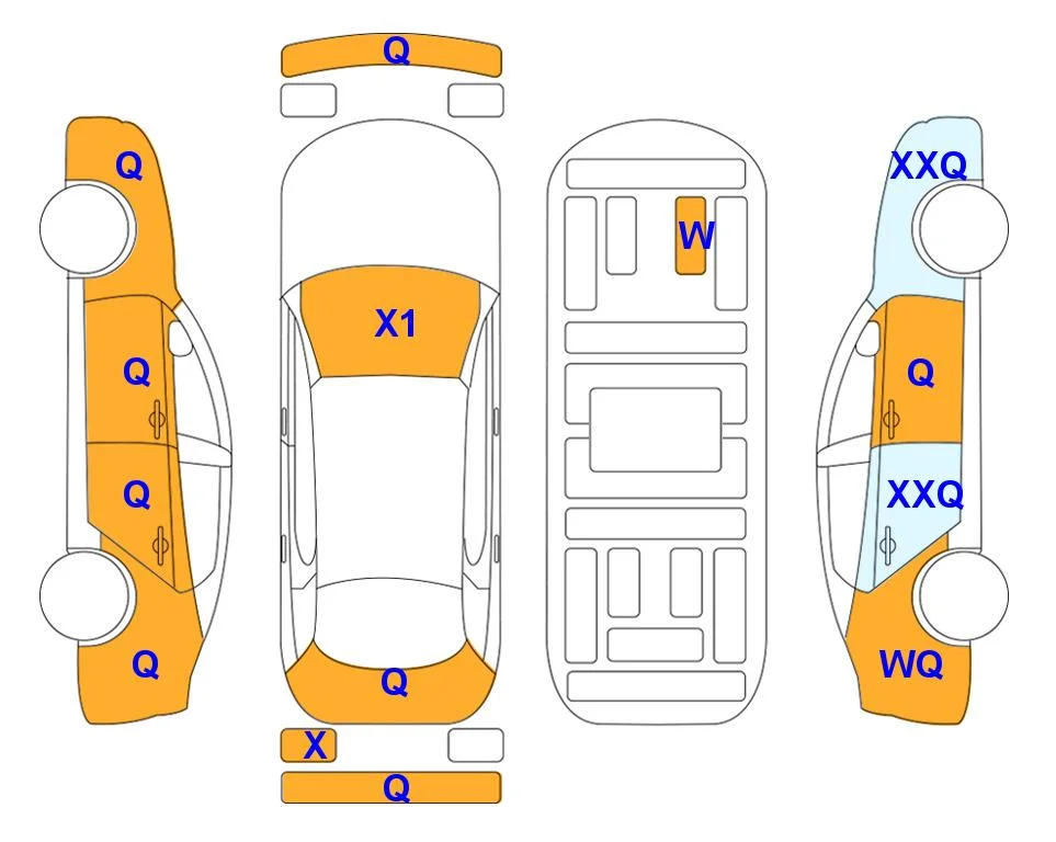 Схема кузова с отметками аукциона Lotte Auto Auction