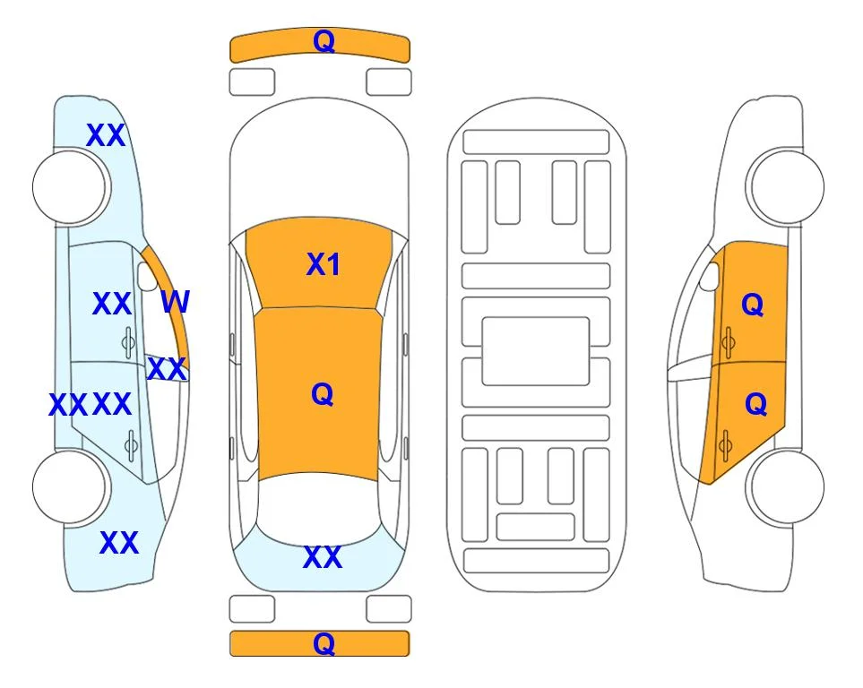 Схема кузова с отметками аукциона Lotte Auto Auction
