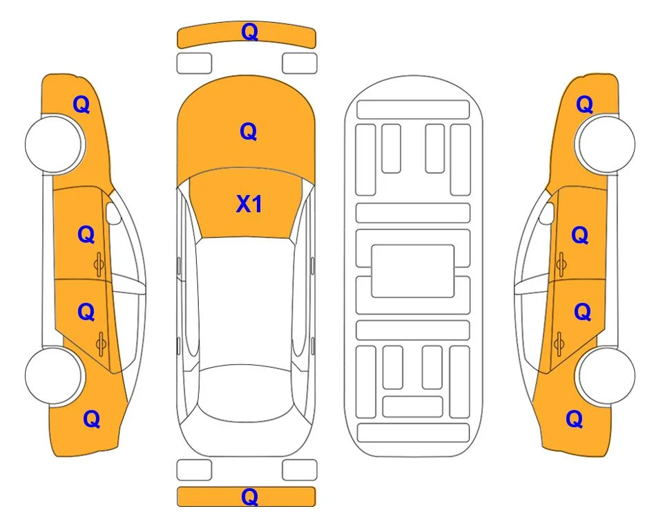 Схема кузова с отметками аукциона Lotte Auto Auction