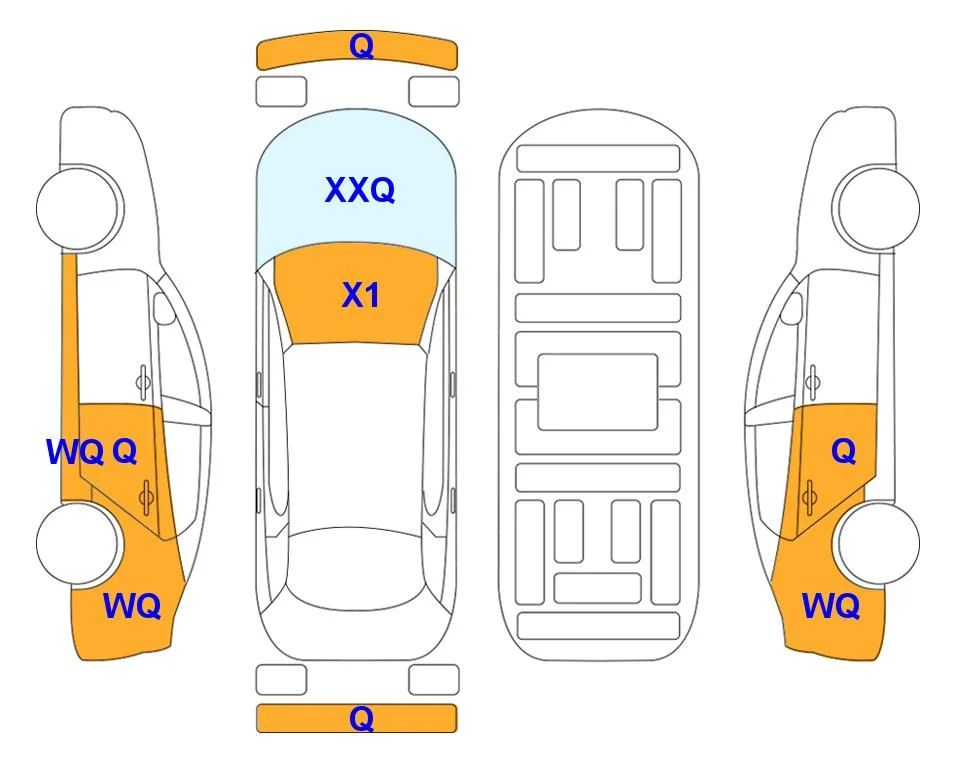 Схема кузова с отметками аукциона Lotte Auto Auction