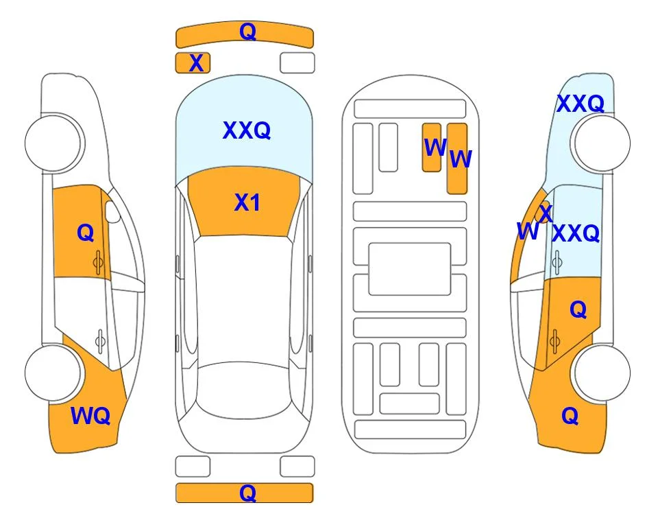 Схема кузова с отметками аукциона Lotte Auto Auction