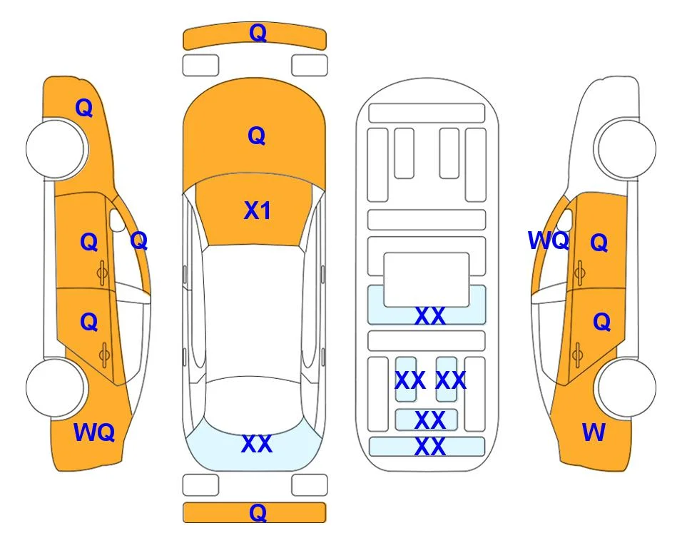 Схема кузова с отметками аукциона Lotte Auto Auction