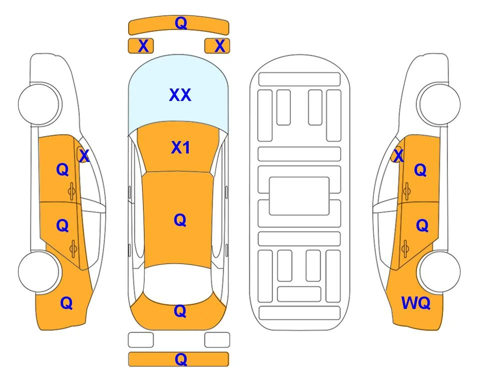 Body diagram with the marks of Lotte Auto Auction
