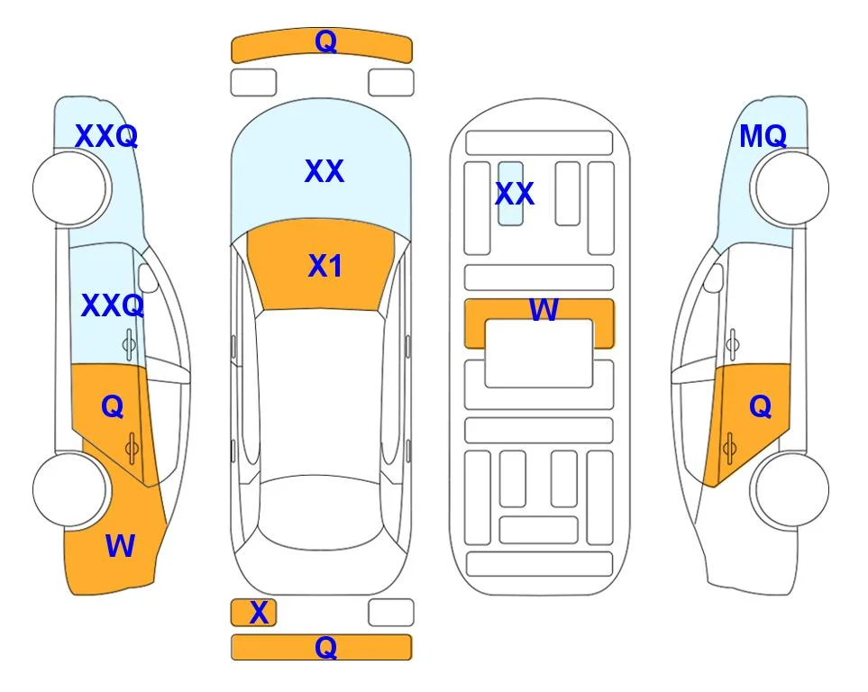 Схема кузова с отметками аукциона Lotte Auto Auction