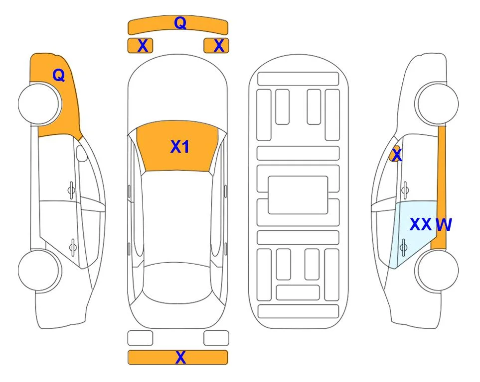 Body diagram with the marks of Lotte Auto Auction