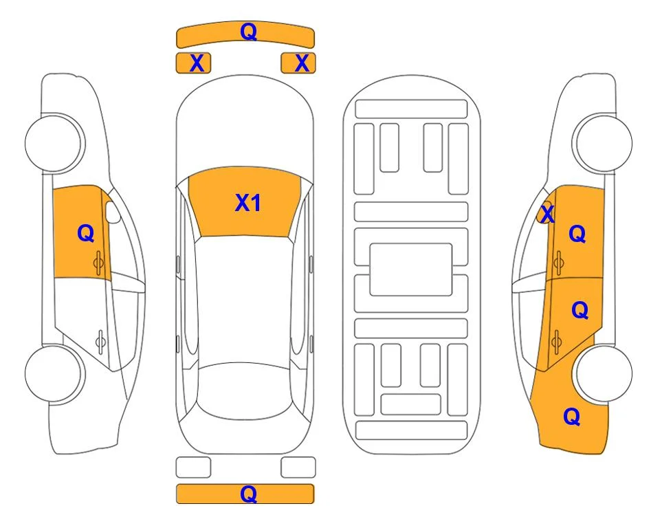 Схема кузова с отметками аукциона Lotte Auto Auction