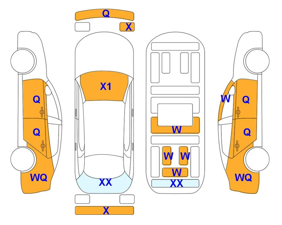 Body diagram with the marks of Lotte Auto Auction