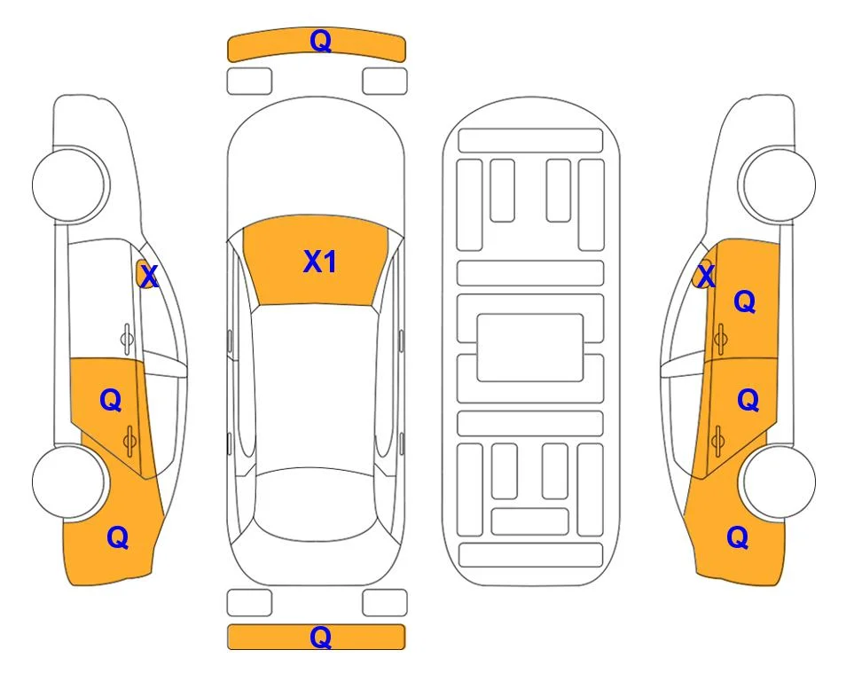 Схема кузова с отметками аукциона Lotte Auto Auction