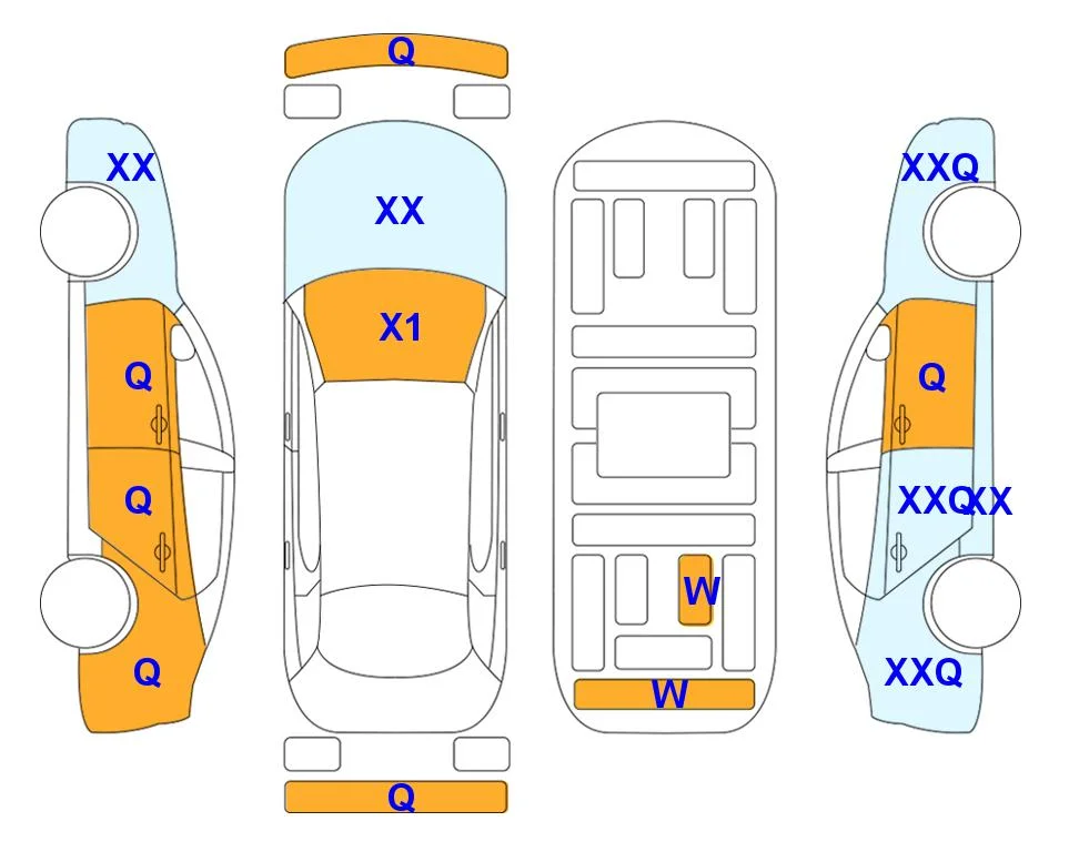 Схема кузова с отметками аукциона Lotte Auto Auction