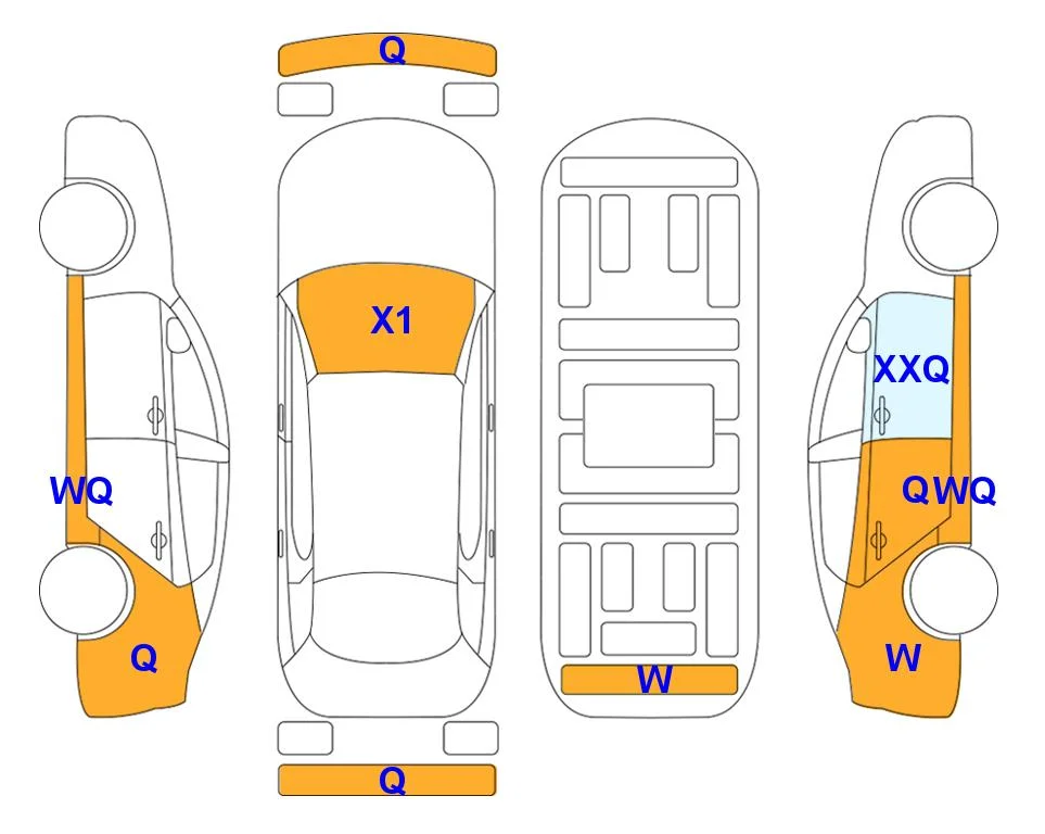 Схема кузова с отметками аукциона Lotte Auto Auction