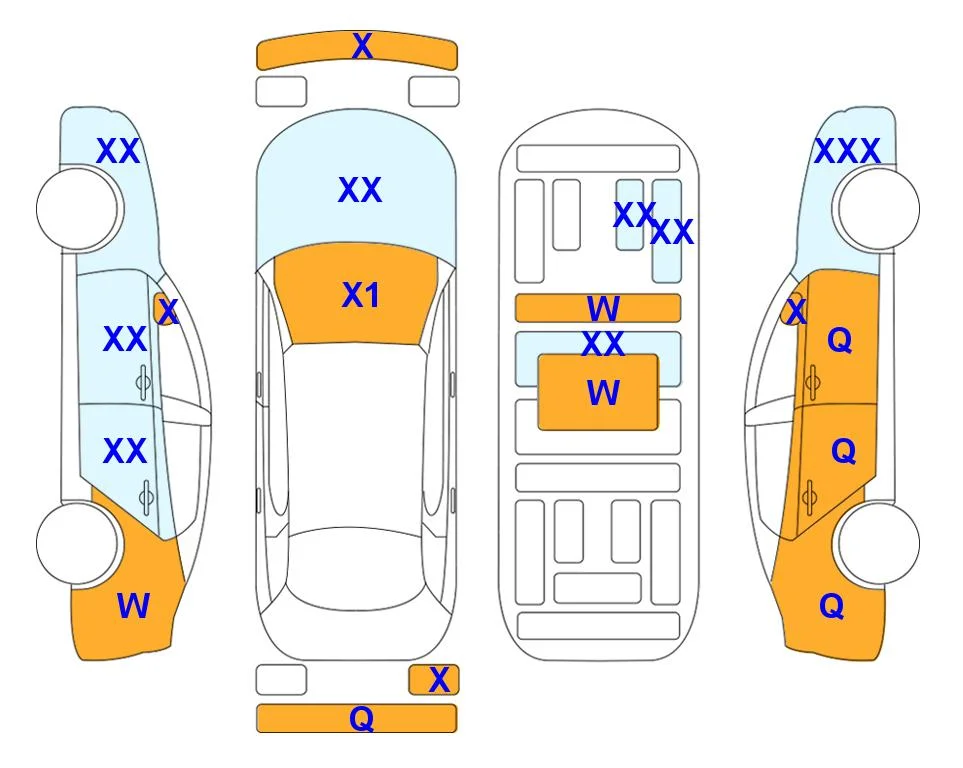 Схема кузова с отметками аукциона Lotte Auto Auction