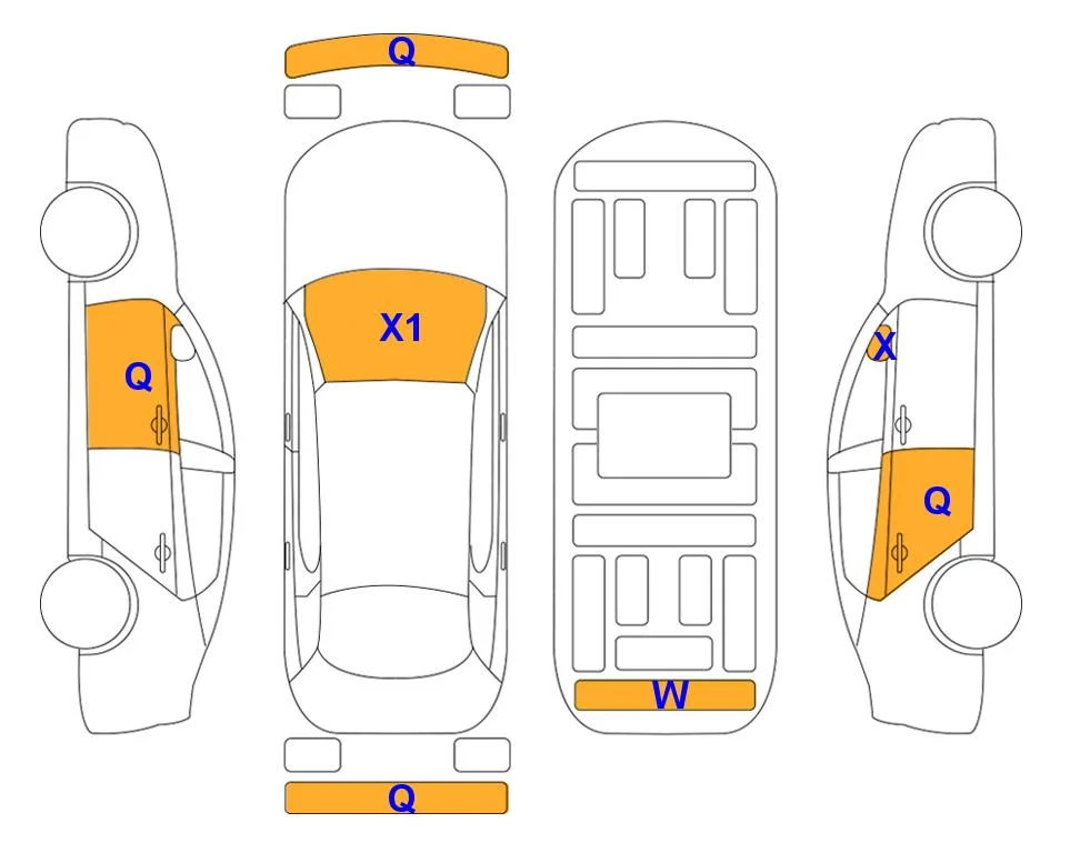 Схема кузова с отметками аукциона Lotte Auto Auction