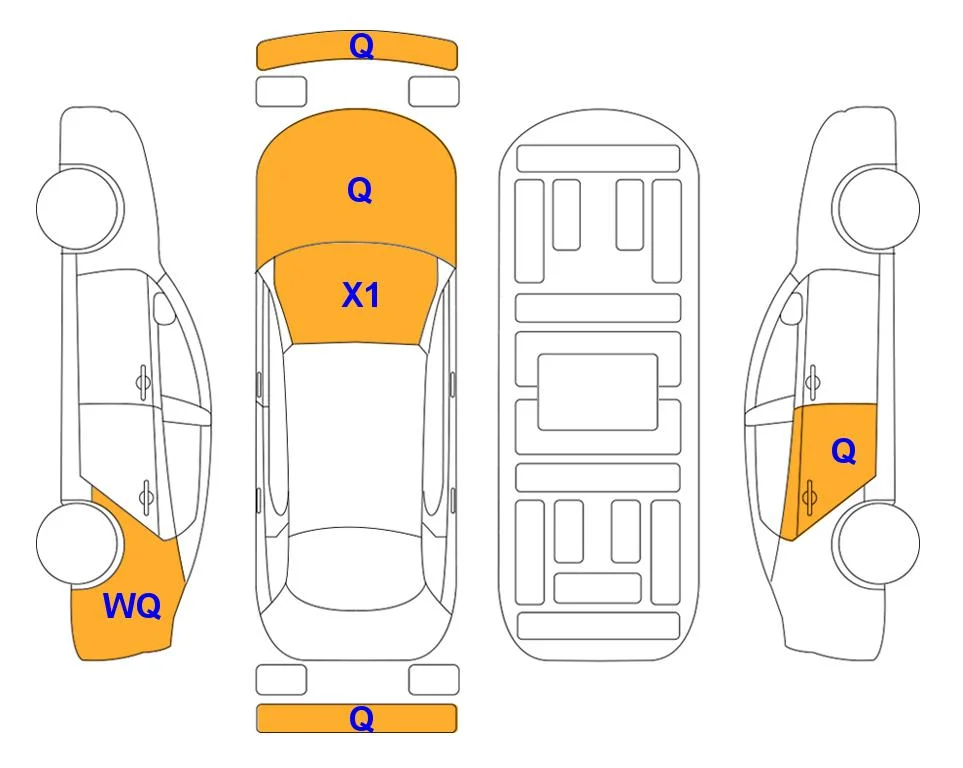 Схема кузова с отметками аукциона Lotte Auto Auction