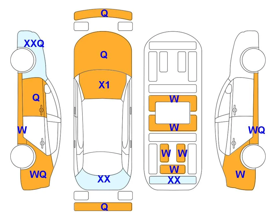 Схема кузова с отметками аукциона Lotte Auto Auction