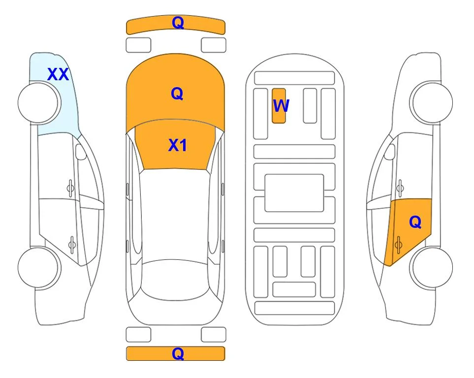 Схема кузова с отметками аукциона Lotte Auto Auction